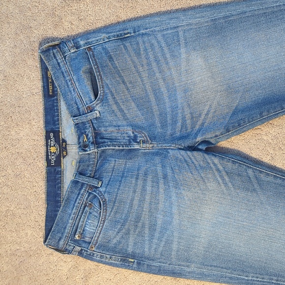 Lucky Brand 10/30 Sweet N Low Semi-Distressed Bootcut Denim Blue Jeans Faded - Picture 2 of 16